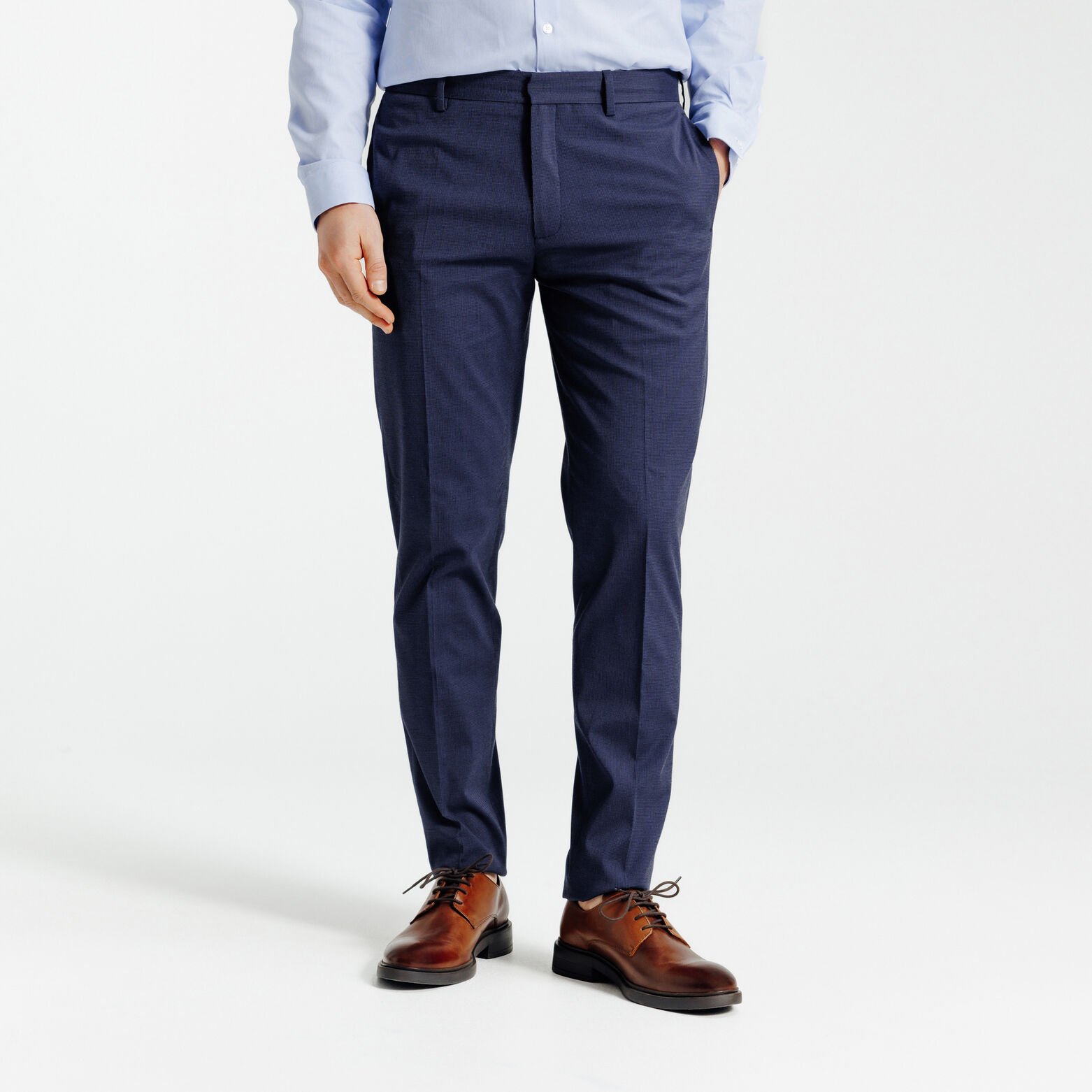 Costume 3 pi&egrave;ces slim pied-de-puce - Bleu