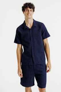 Regular fit hemdje in jacquardkatoen