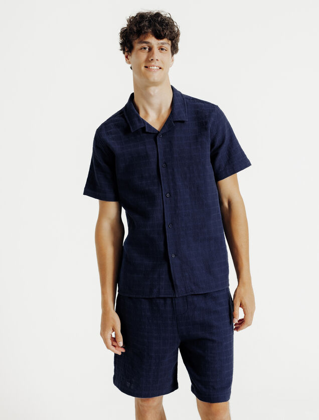 Regular fit hemdje in jacquardkatoen