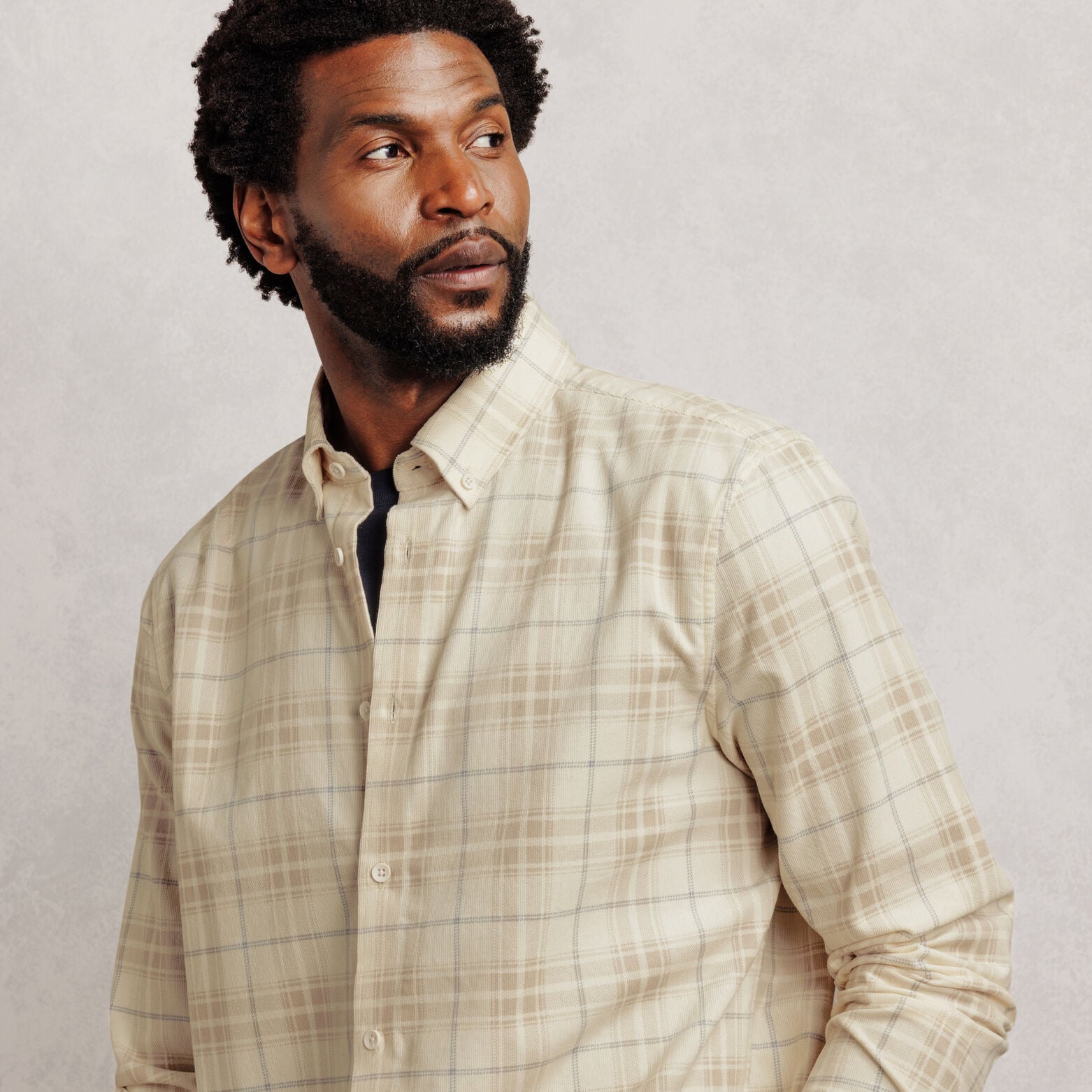 Chemise regular &agrave; carreaux en velours