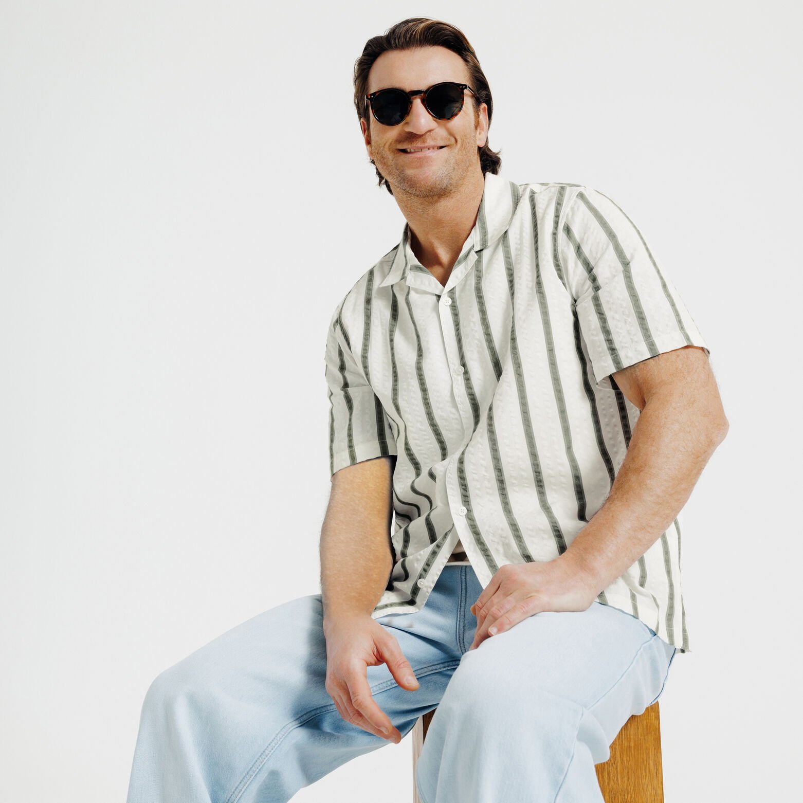 Gestreept hemdje in seersucker katoen