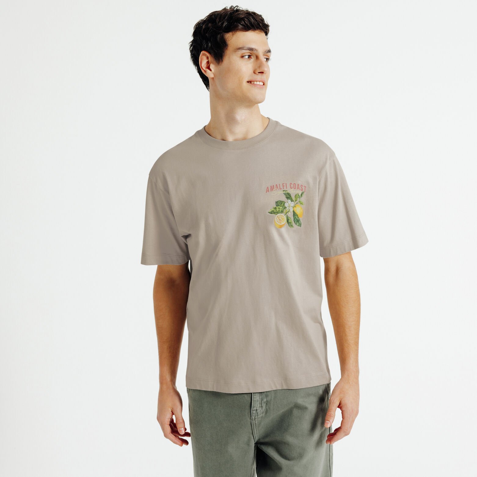 T-shirt met citroenprint voor-en achteraan