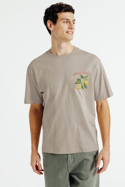 T-shirt met citroenprint voor-en achteraan