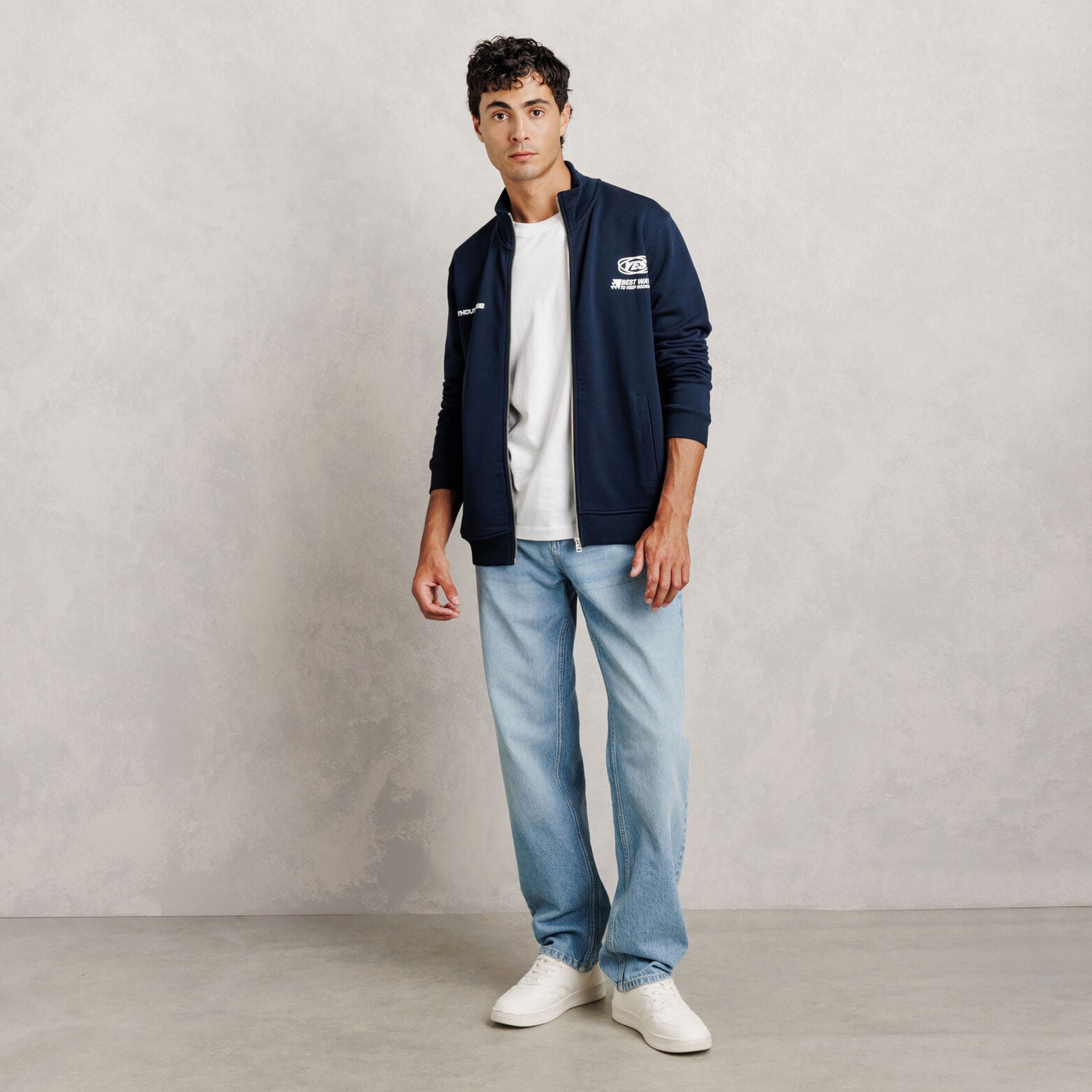 Sweat  zipp&eacute; col montant imprim&eacute;  devant dos