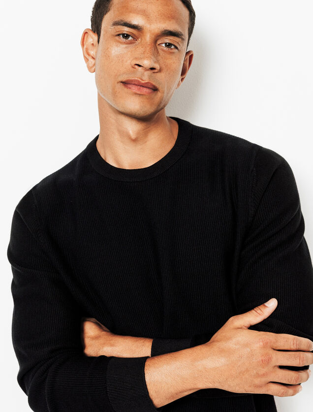 Pull col rond jeux de points fantaisie