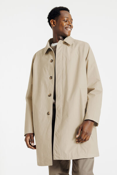 Trench long col chemise doubl&eacute;