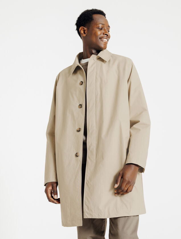 Lange trenchcoat hemdskraag, gevoerd