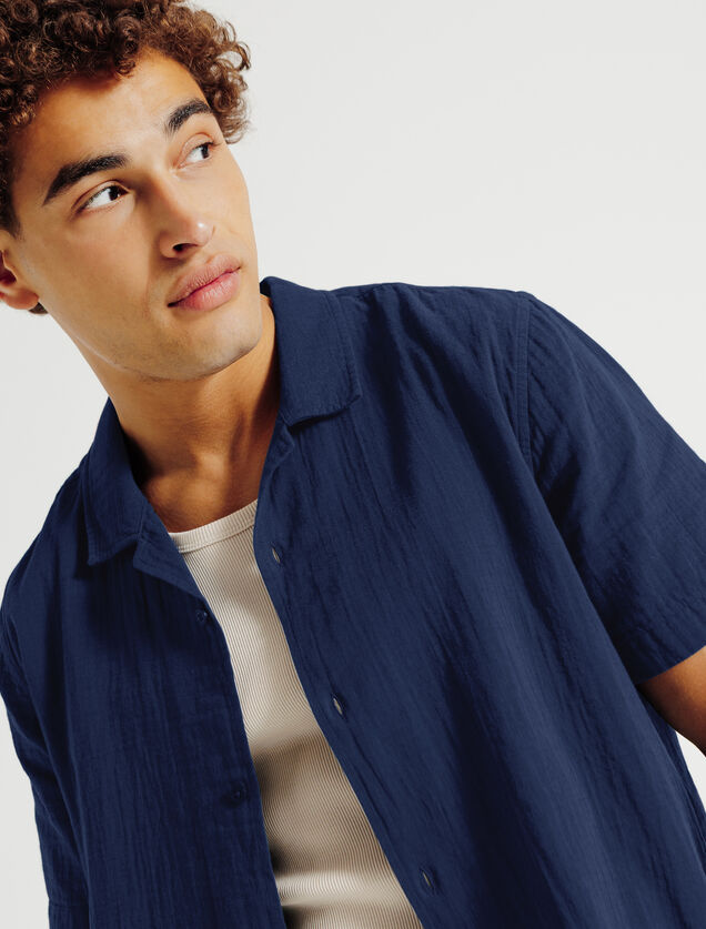 Chemisette en gaze de coton col requin