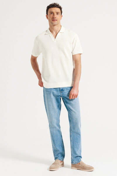 Polo korte mouwen met resortkraag in ribstof