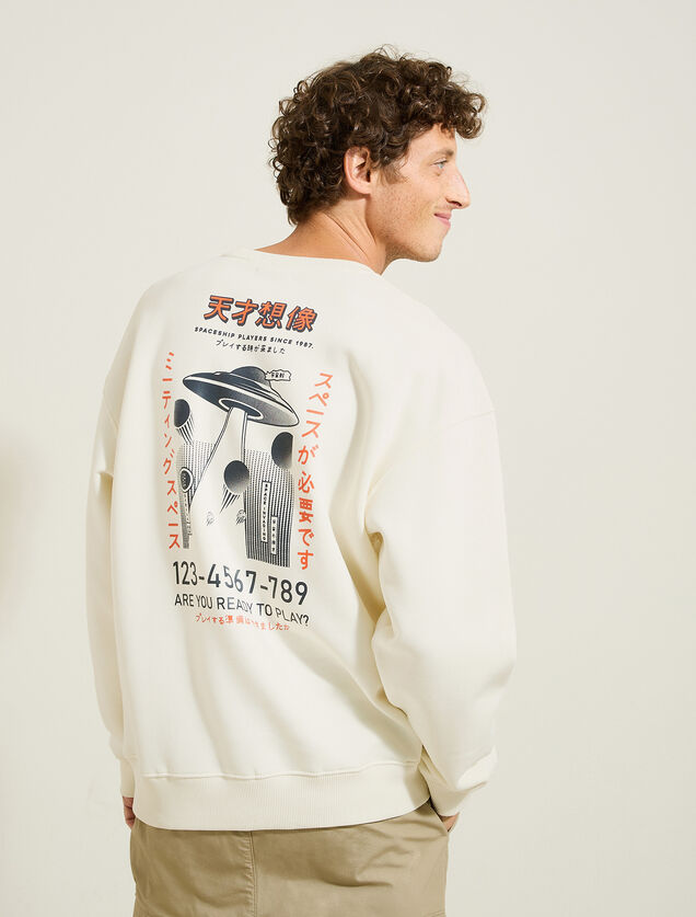 Sweat col rond imprim&eacute; devant dos