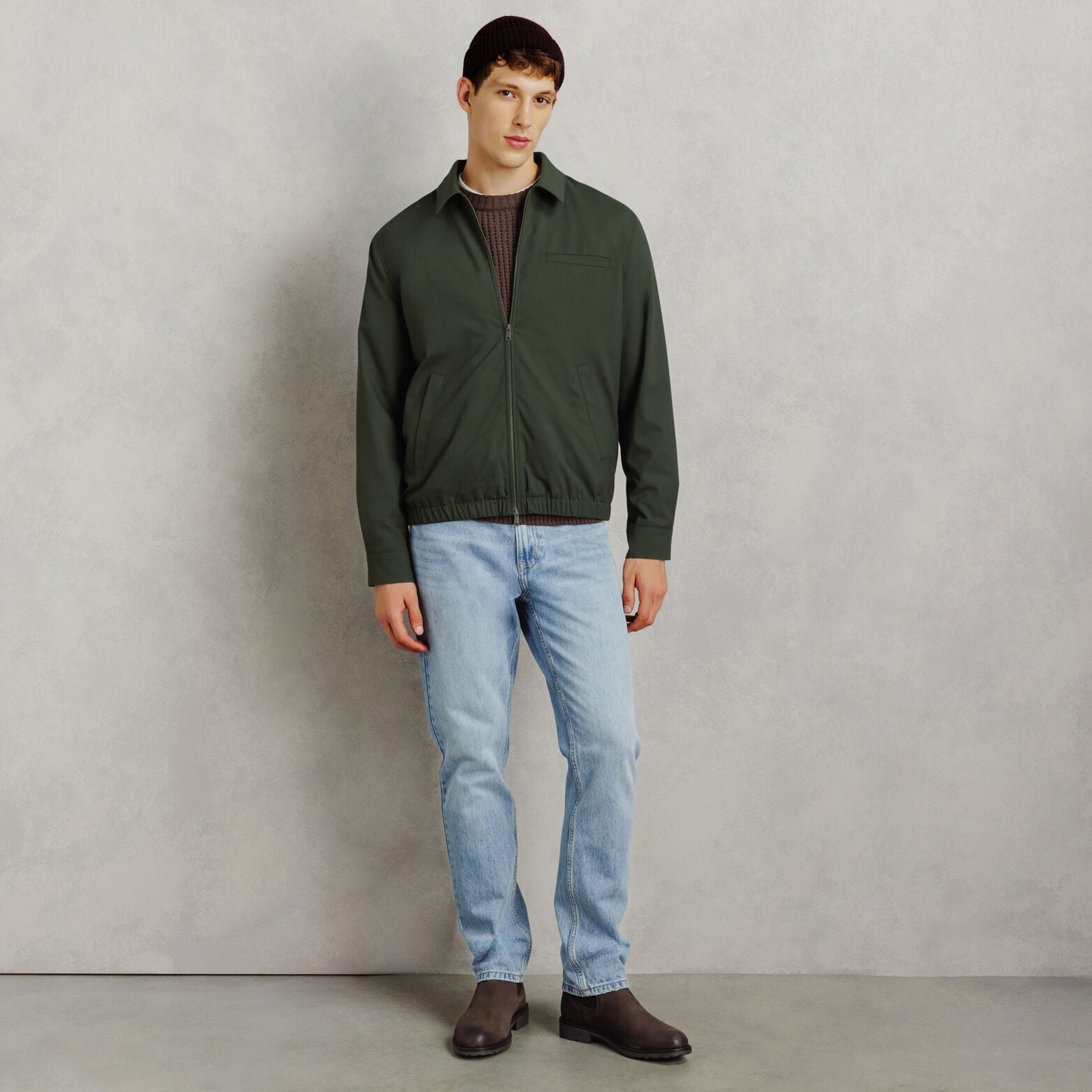 Veste zipp&eacute;e col chemise