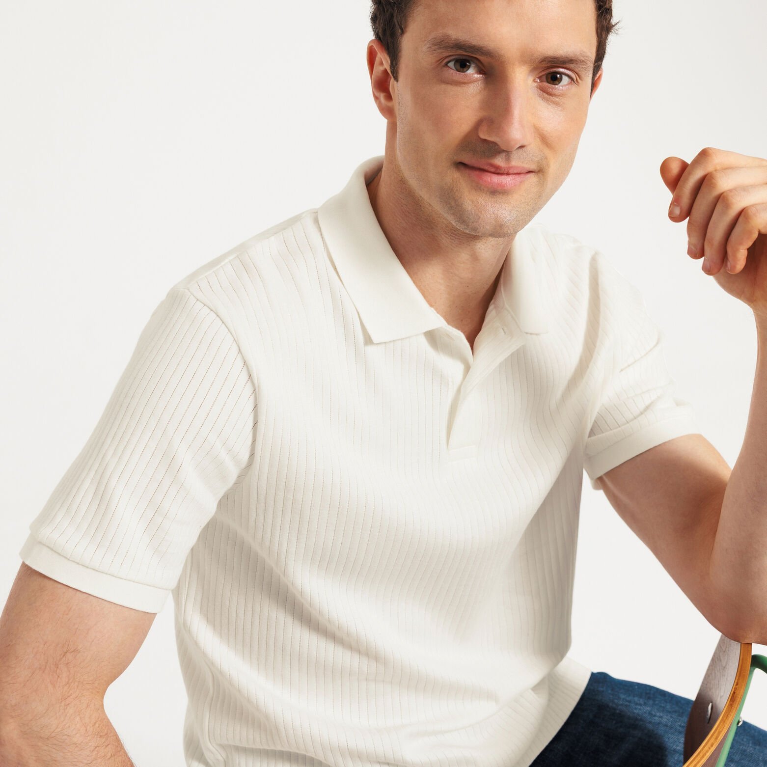 Polo manches courtes textur&eacute;