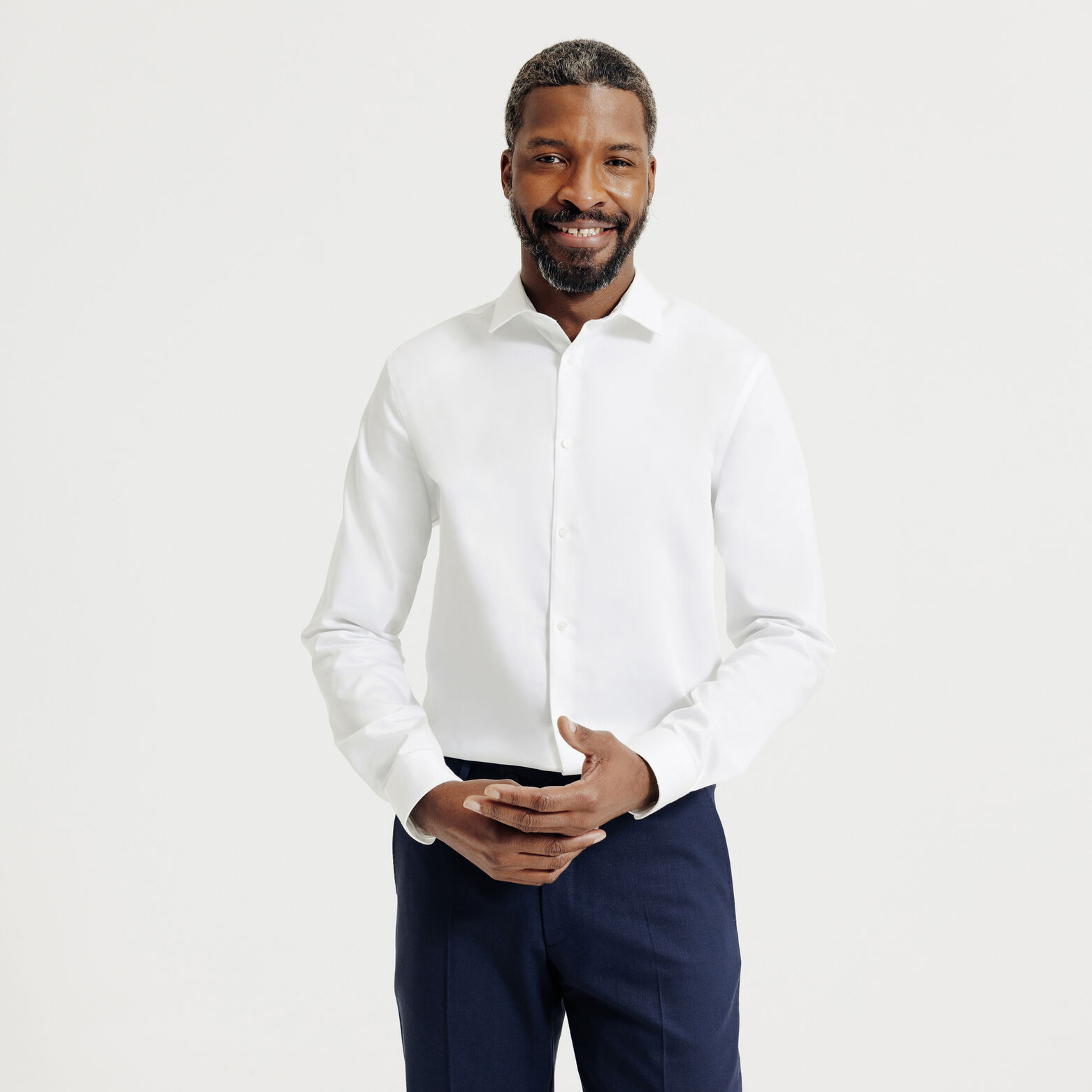 Slim effen strijkvrij hemd in katoen