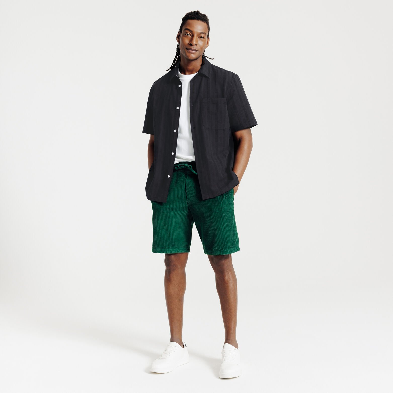 Chemisette en coton ray&eacute;e ton sur ton