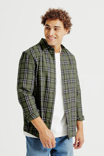 Chemise en coton flanelle &agrave; carreaux