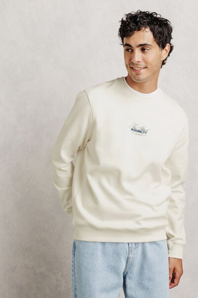 Sweater met ronde hals en print voor- en achteraan