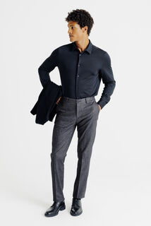 Straight fit chinobroek met flaneleffect