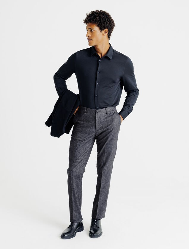 Straight fit chinobroek met flaneleffect