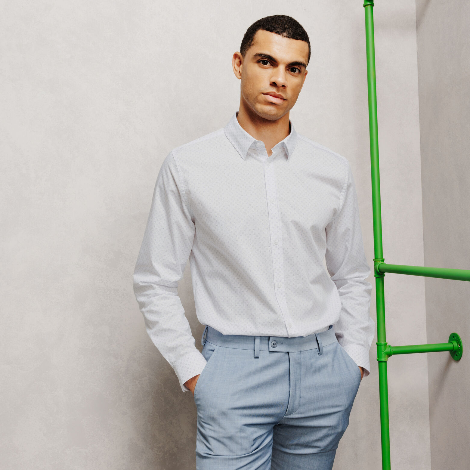 Chemise en coton slim imprim&eacute; g&eacute;om&eacute;trique