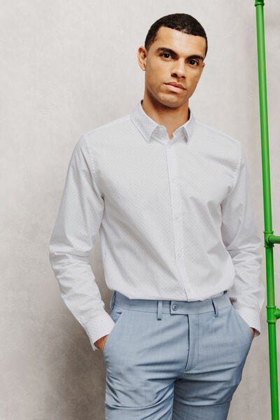 Slim fit hemd in katoen met geometrische print