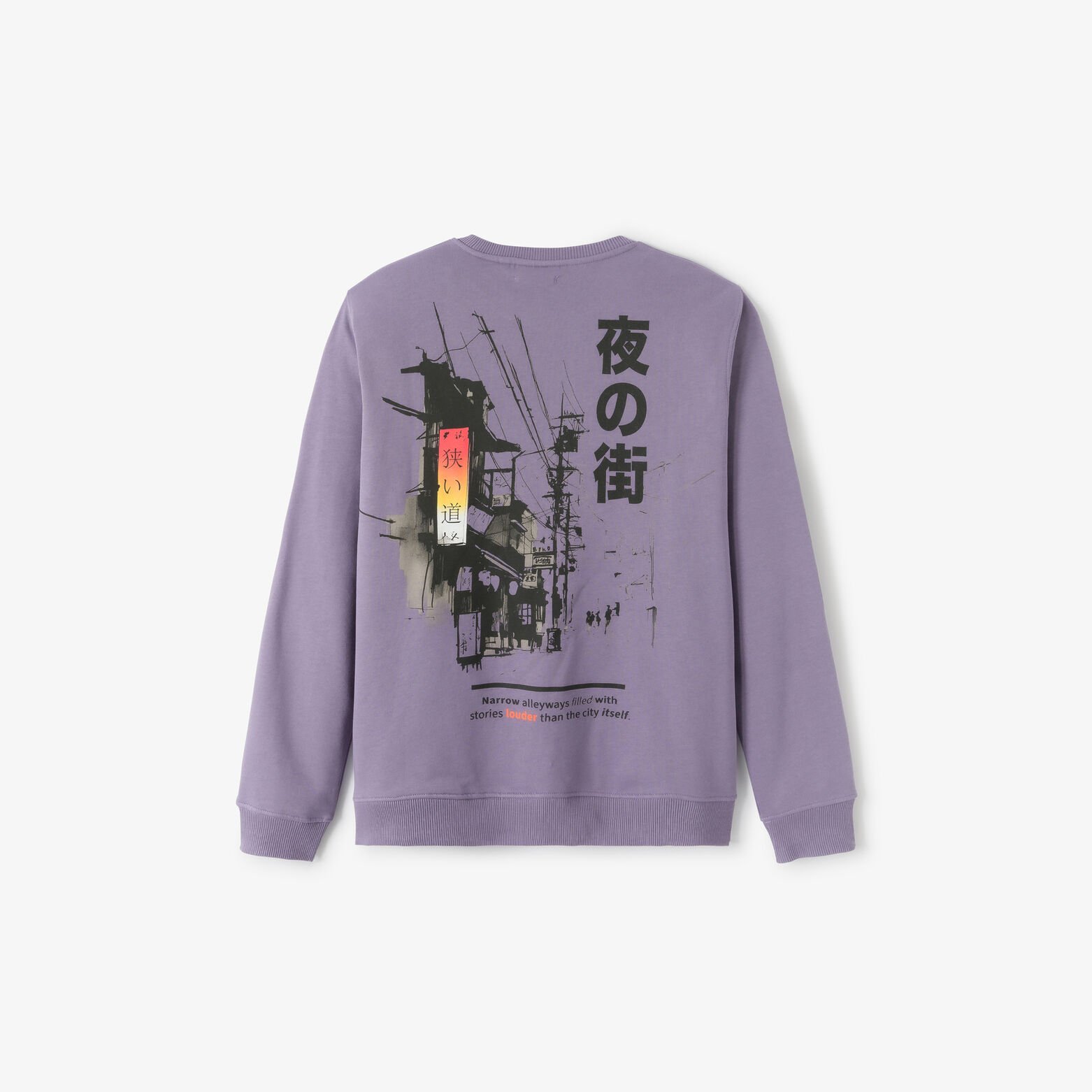 Sweat col rond imprim&eacute; japonais devant dos