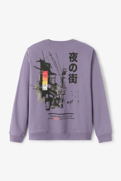 Sweat col rond imprim&eacute; japonais devant dos