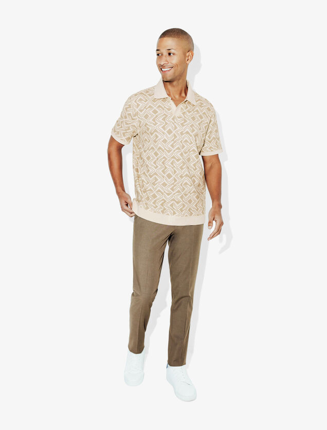 Polo manches courtes imprim&eacute; col resort