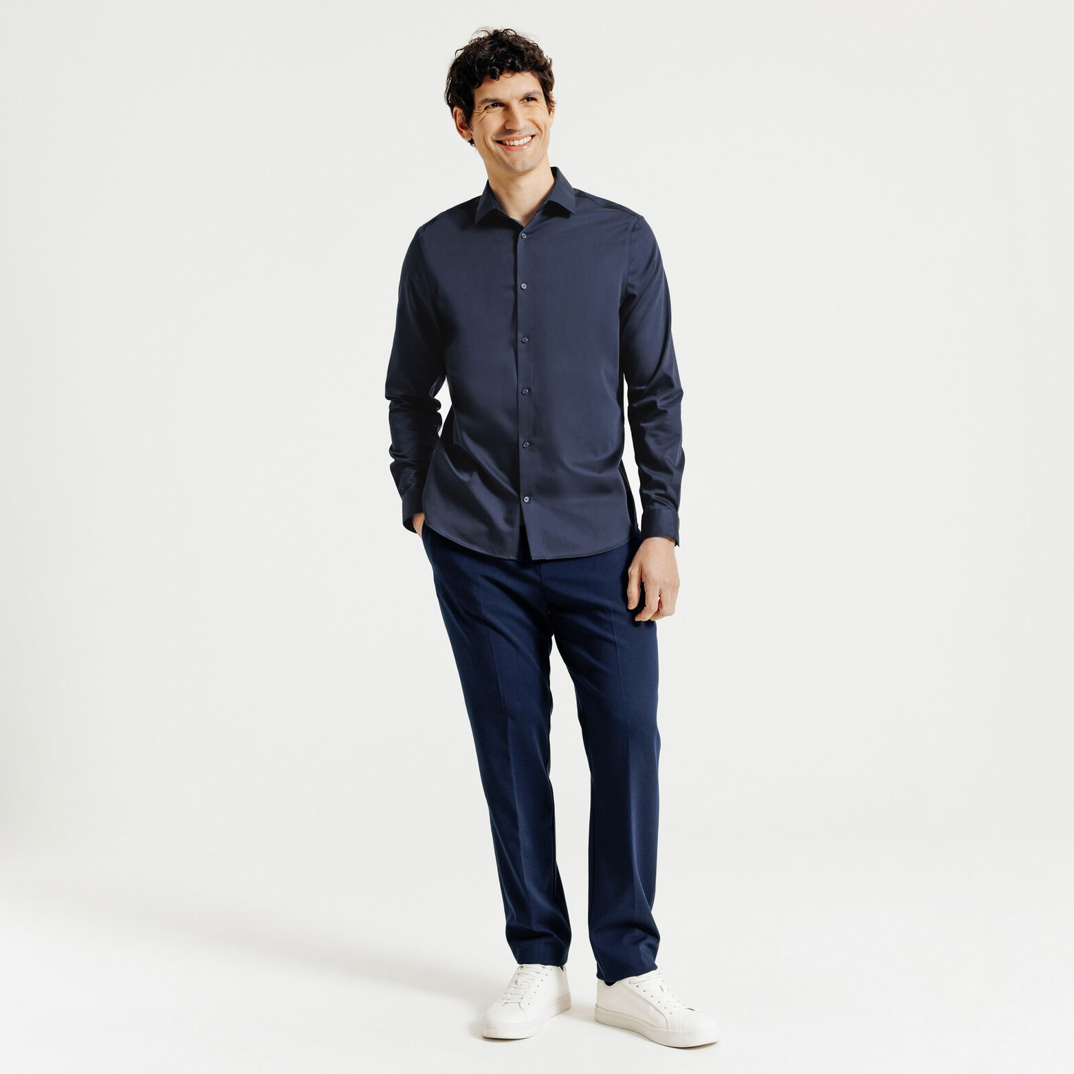 Chemise sans repassage en coton unie slim