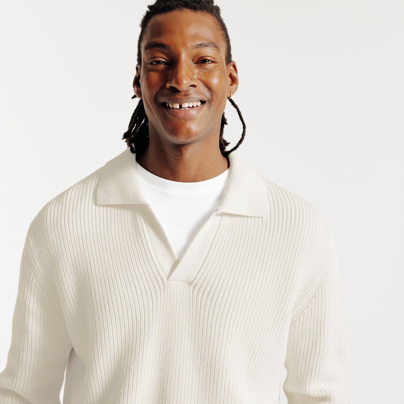 Polo en maille manches longues col resort