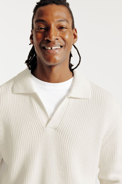 Polo en maille manches longues col resort