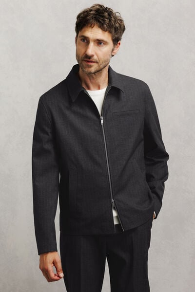 Veste zipp&eacute;e col chemise ray&eacute;e