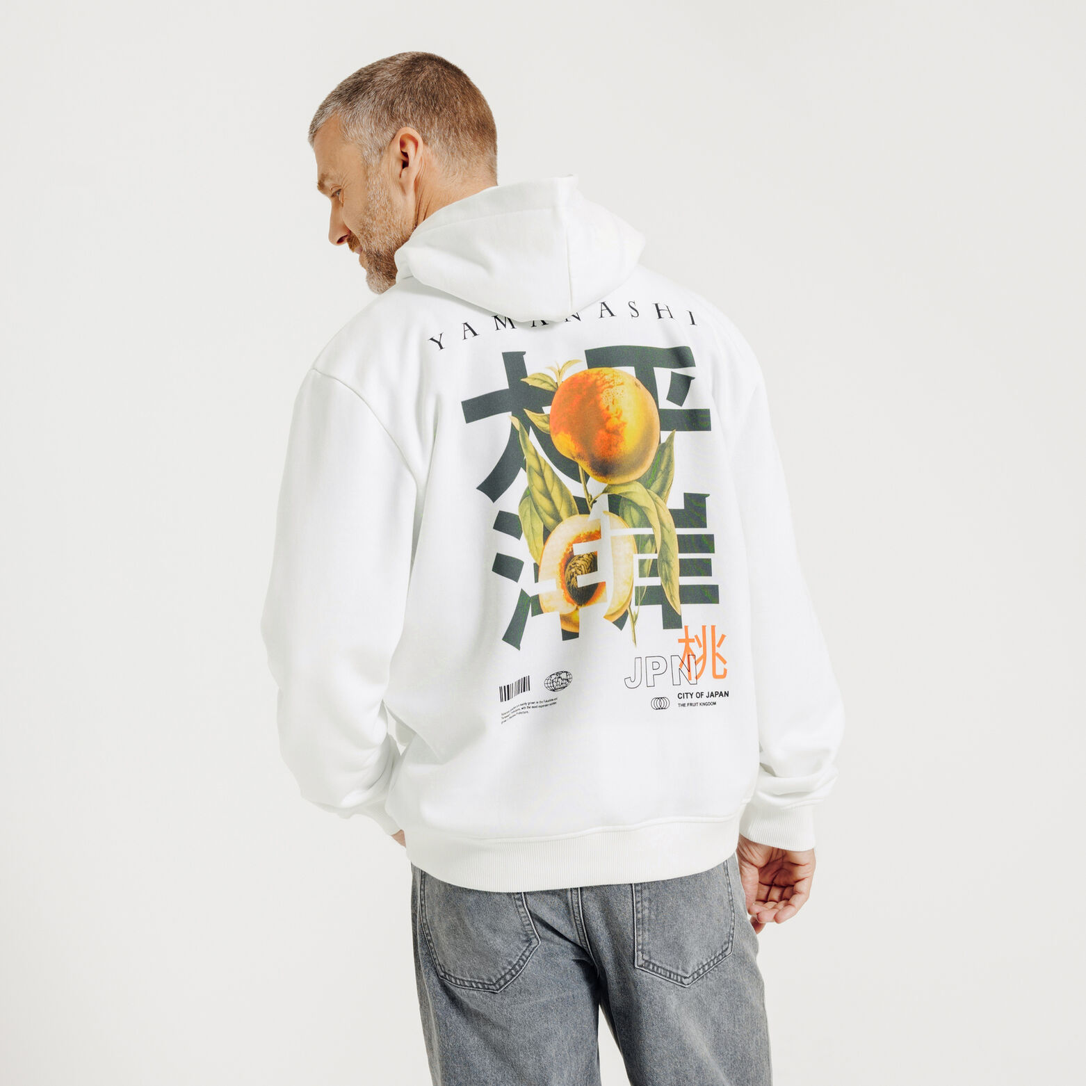 Sweat &agrave; capuche imprim&eacute; japonais devant dos