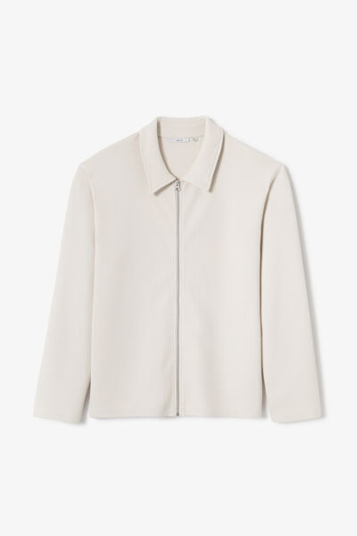 Sweat col chemise gaufr&eacute;