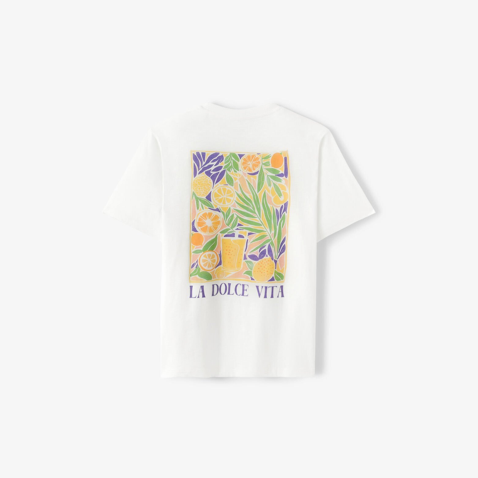 T-shirt met "dolce vita" print voor- en achteraan
