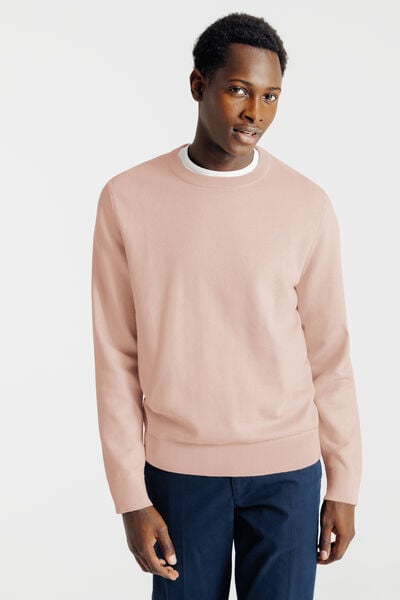 Pull col rond jeux de points fantaisie