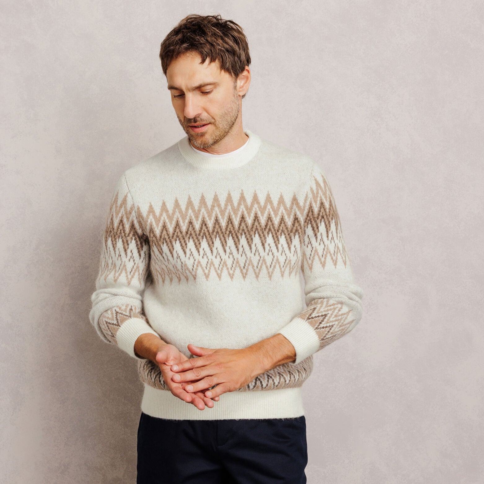 Pull col rond jacquard