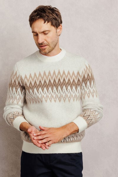 Pull col rond jacquard
