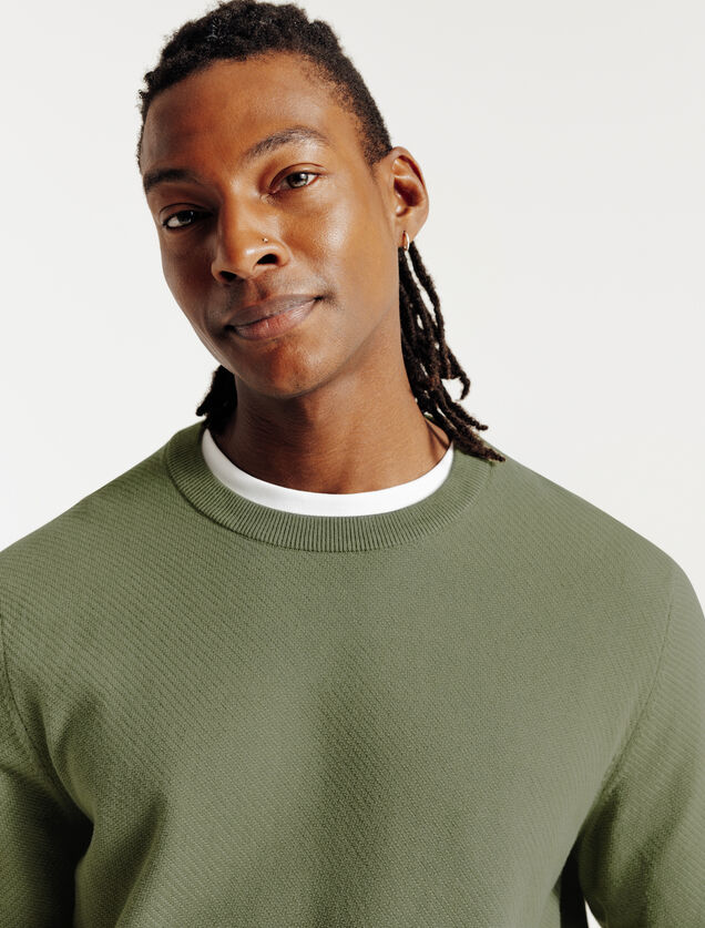 Trui ronde hals in fantasie-stekenpatroon