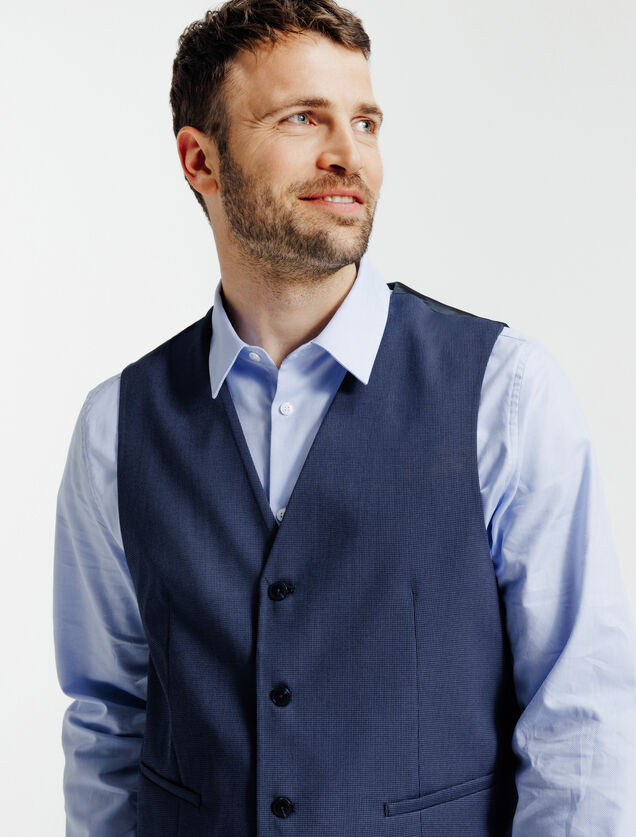 Slim fit kostuumgilet met pied-de-puce-motief
