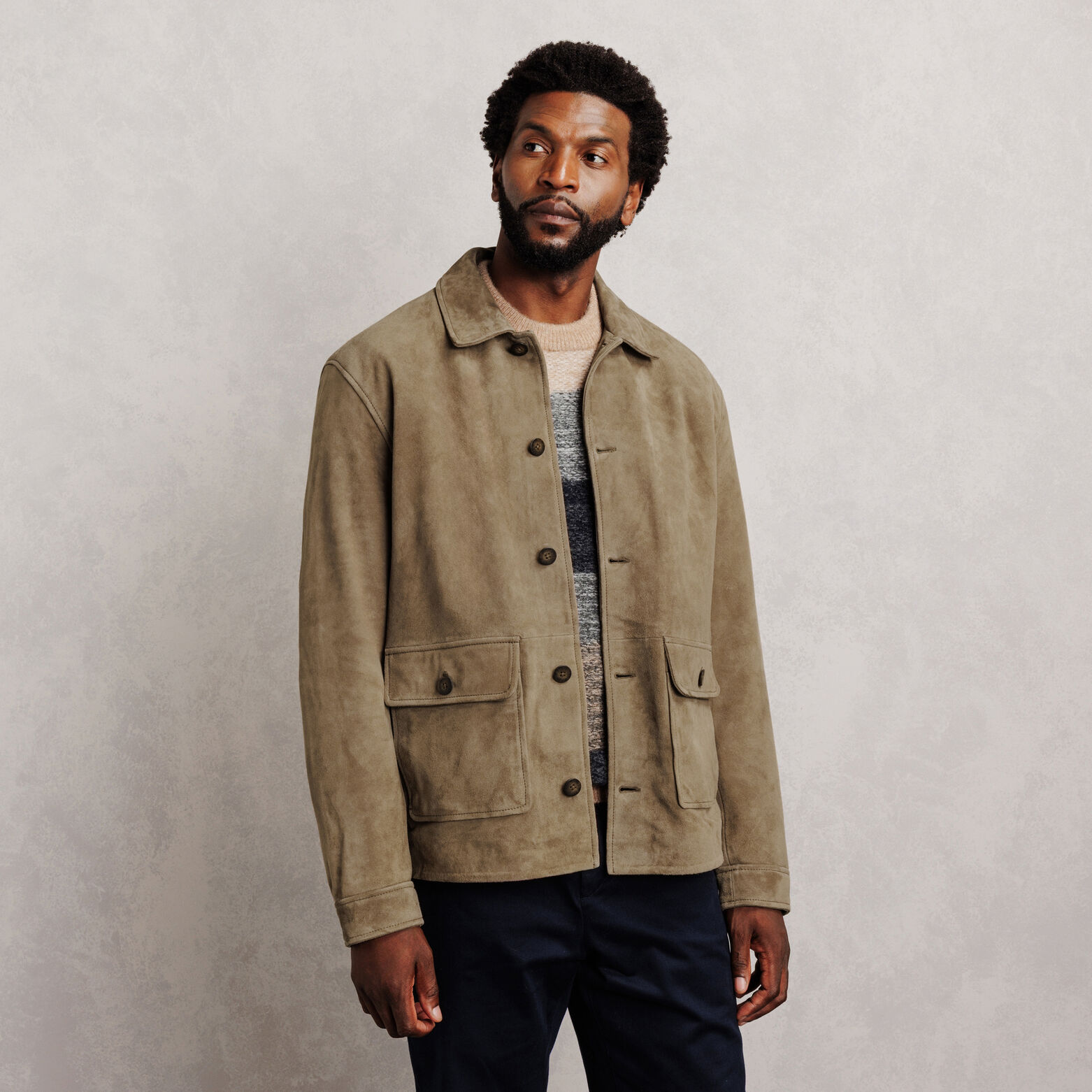 Blouson 100% cuir col chemise