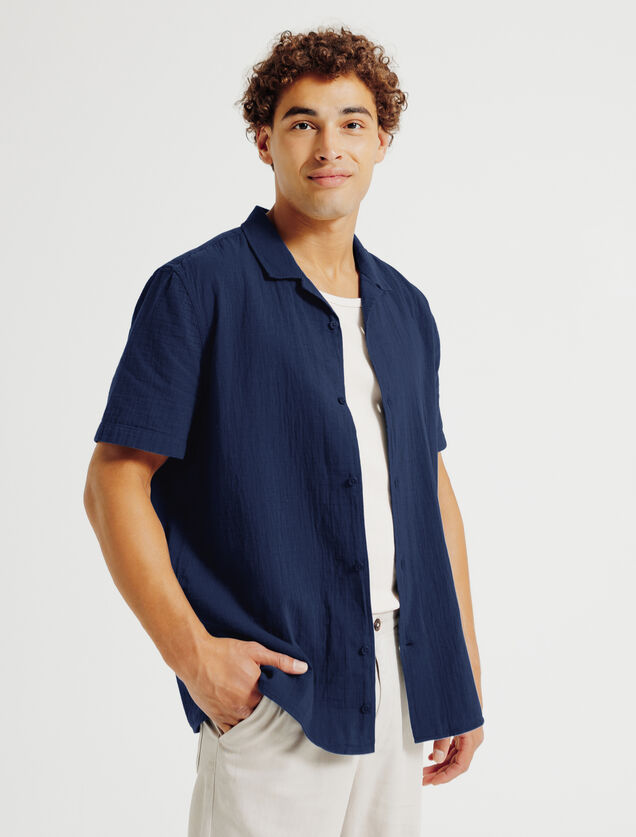 Chemisette en gaze de coton col requin