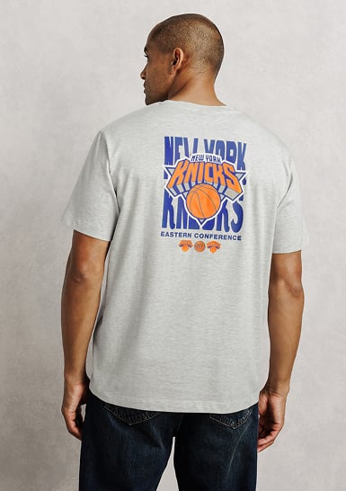 T-shirt gris chiné NBA New York Knicks vu de dos