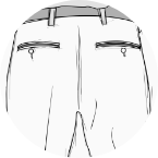 Details kruis en zitvlak van de broek :