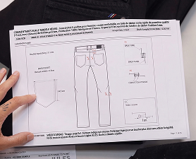 Lecture du dessin technique du jean en atelier