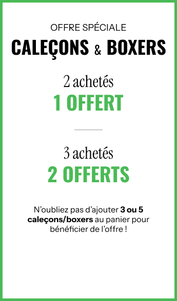 Offre spéciale Caleçons & Boxers - 2 achetés = 1 offert - 3 achetés = 2 offerts