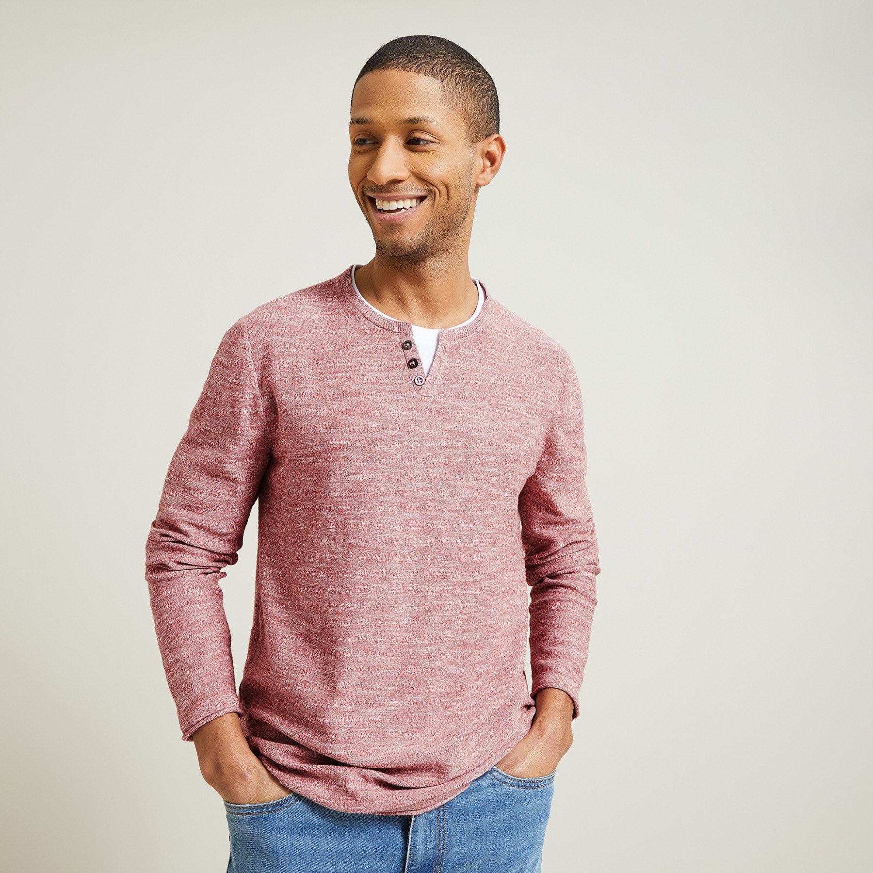 Pull col tunisien 2 en 1 Orange XS 60% Coton, 40% Viscose Homme