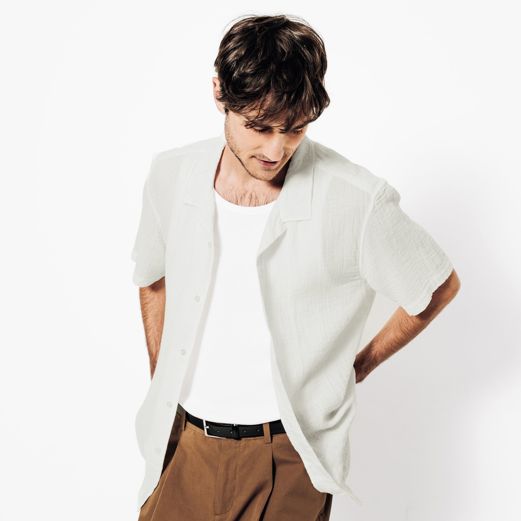 Chemisette en gaze de coton col requin Blanc XXXL 100% Coton Homme
