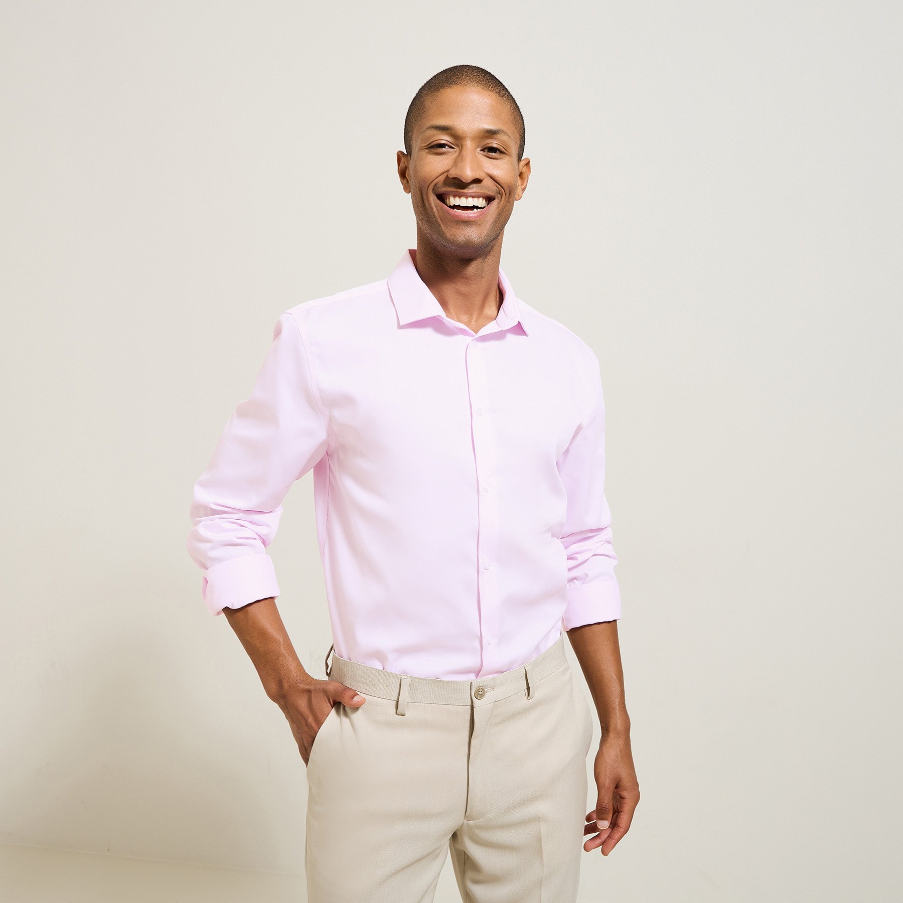 Chemise sans repassage regular en coton Rose XS 100% Coton Homme