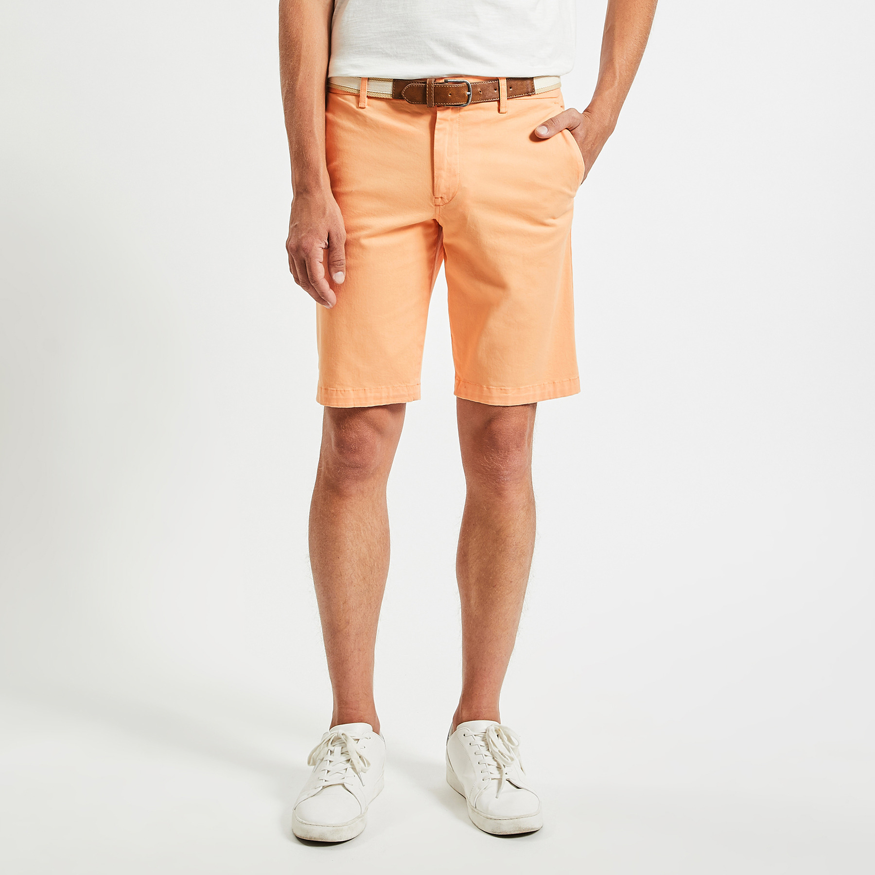 Bermuda chino uni avec ceinture Orange 36 97% Coton, 3% Elasthanne Homme
