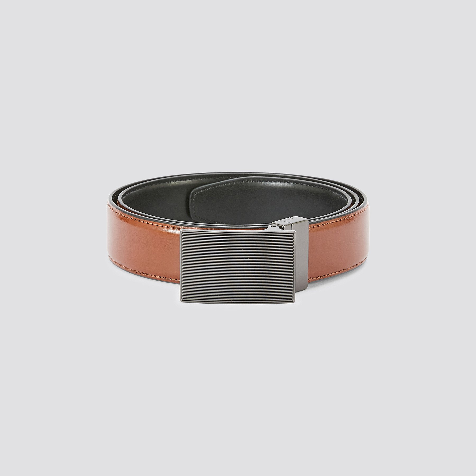 Ceinture réversible à plaque Marron 36/38 100% Croûte de cuir vachette Homme